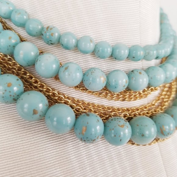 Vintage 3 Tier Turquoise (Howlite) Choker Necklace 11" - Picture 10 of 12